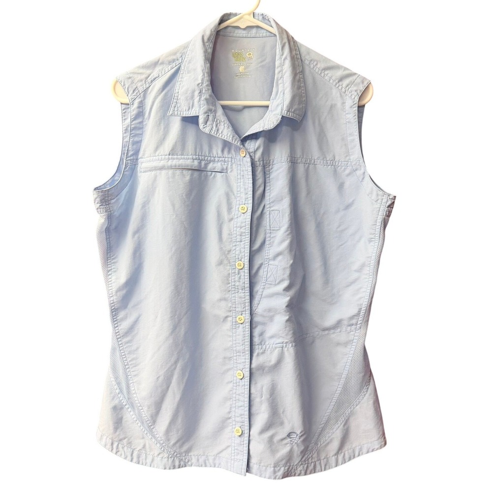 Mountain Hardwear Sleeveless Shirt Womens 14 Light Blue Mesh Vented Hiking Top